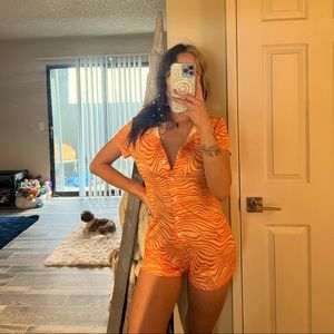 orange zebra romper